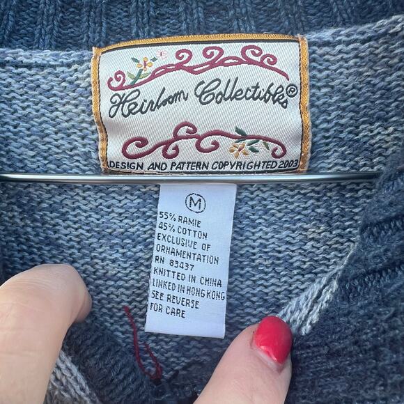 Y2K Heirloom Collectibles Winter Christmas Penguins Icicles Snow Cardigan MEDIUM - Picture 4 of 8